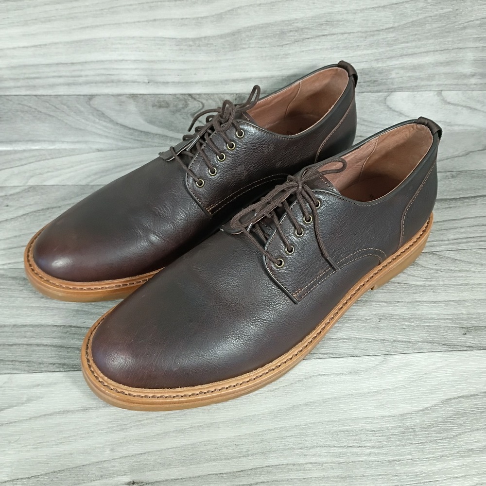 Warfield & Grand Mens Brown Leather Cap Toe Oxford Dress Shoes‎ Size 12